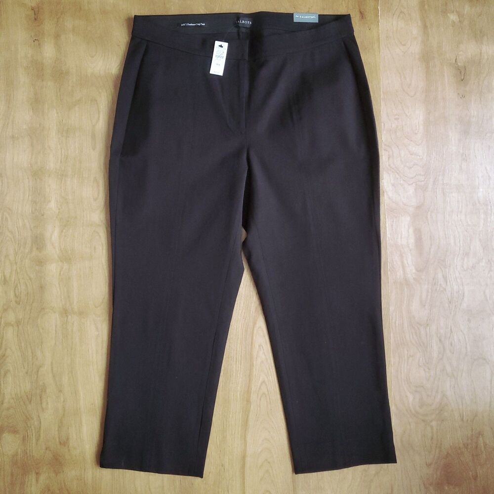 NEW Talbots Chatham Crop Pants Size 14W Black Stretch Trouser Office Everyday
